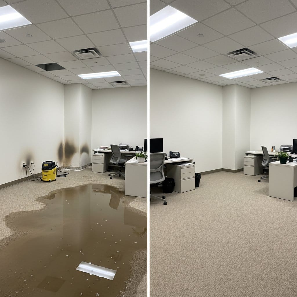 Emergency Water Removal restoration β commercial office space of Tudor home in Woodcliff Lake, NJ